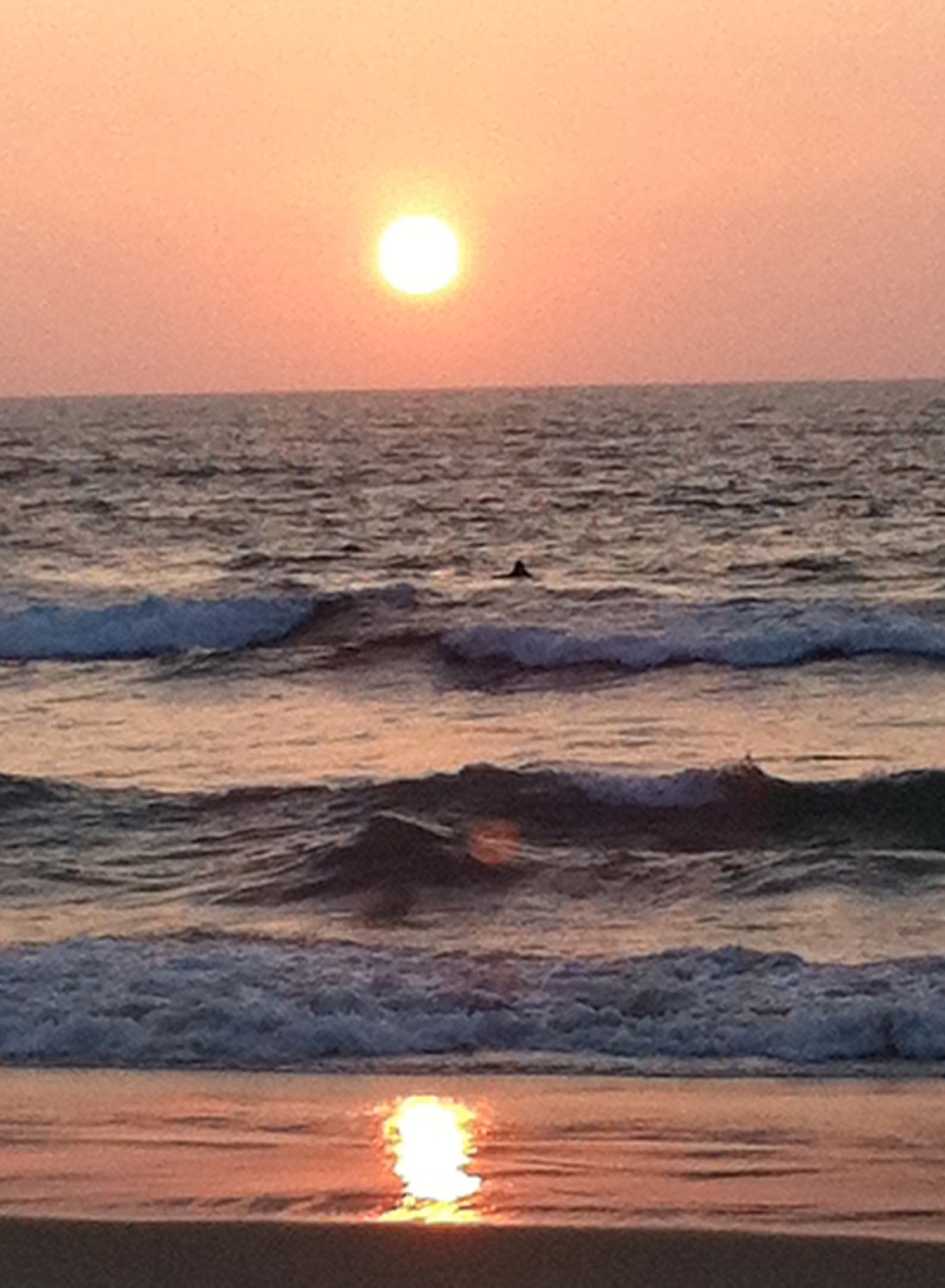 Sunset surfer, lying in wait