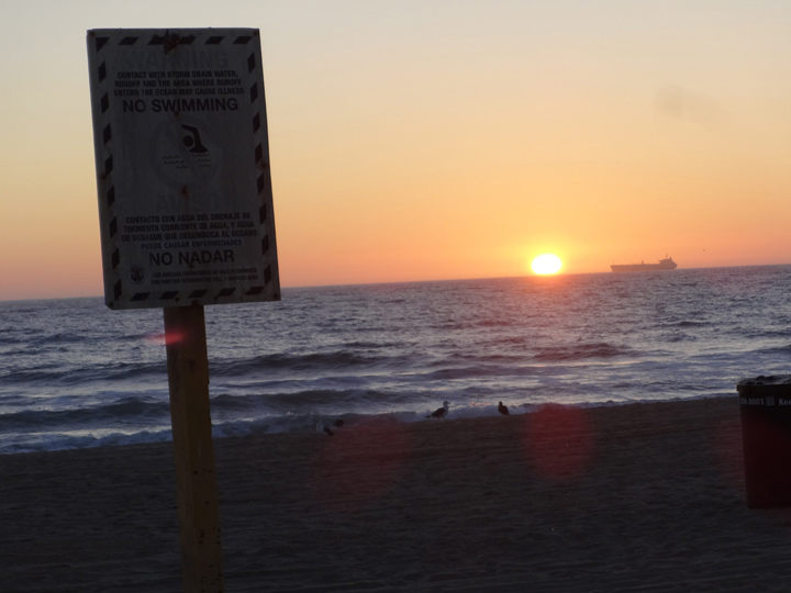 no-swim-zone-manhattan-beach-sunset-sign