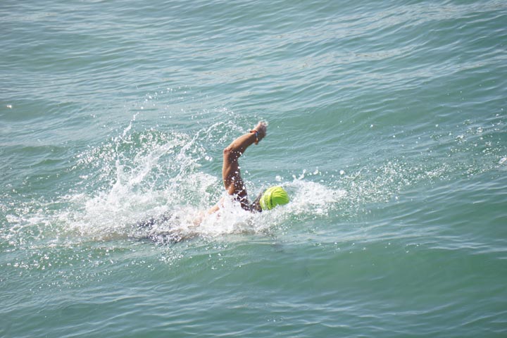 ocean swimmer near Hermosa pier first day of summer
